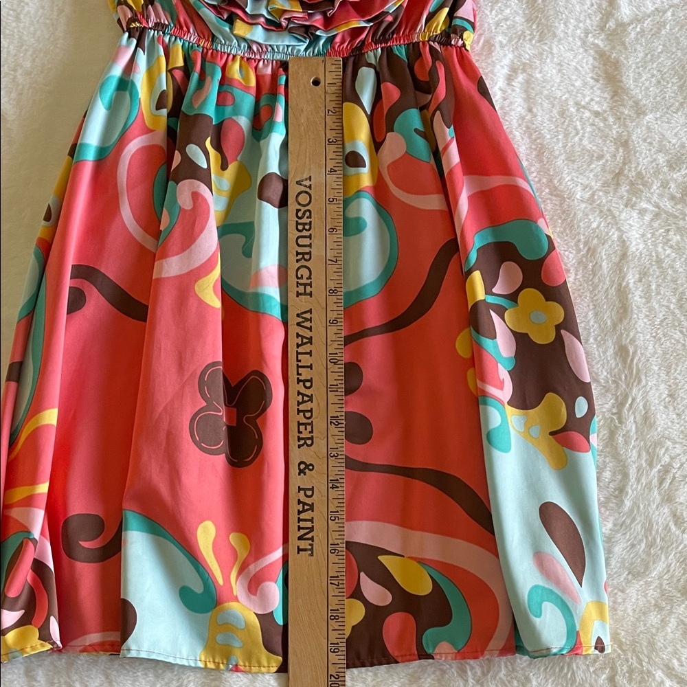 Judith Marsh Colorful Patterned Tweens Strapless Dress  SZ  0-3 - Picture 7 of 9